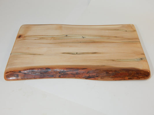 Large Ambrosia Maple Charcuterie / Cutting Board, Live Edge Bark