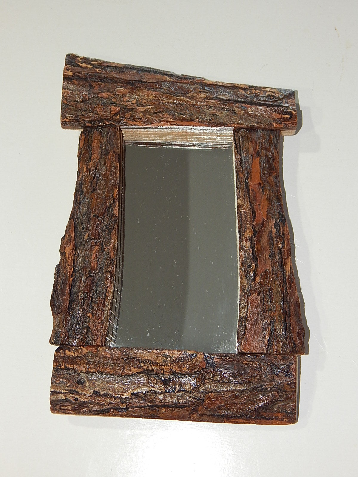 Live Edge Wild Cherry Frame Mirror, Wood with Bark Frame, 7" x 10 1/2", Handmade, Artisan Crafted