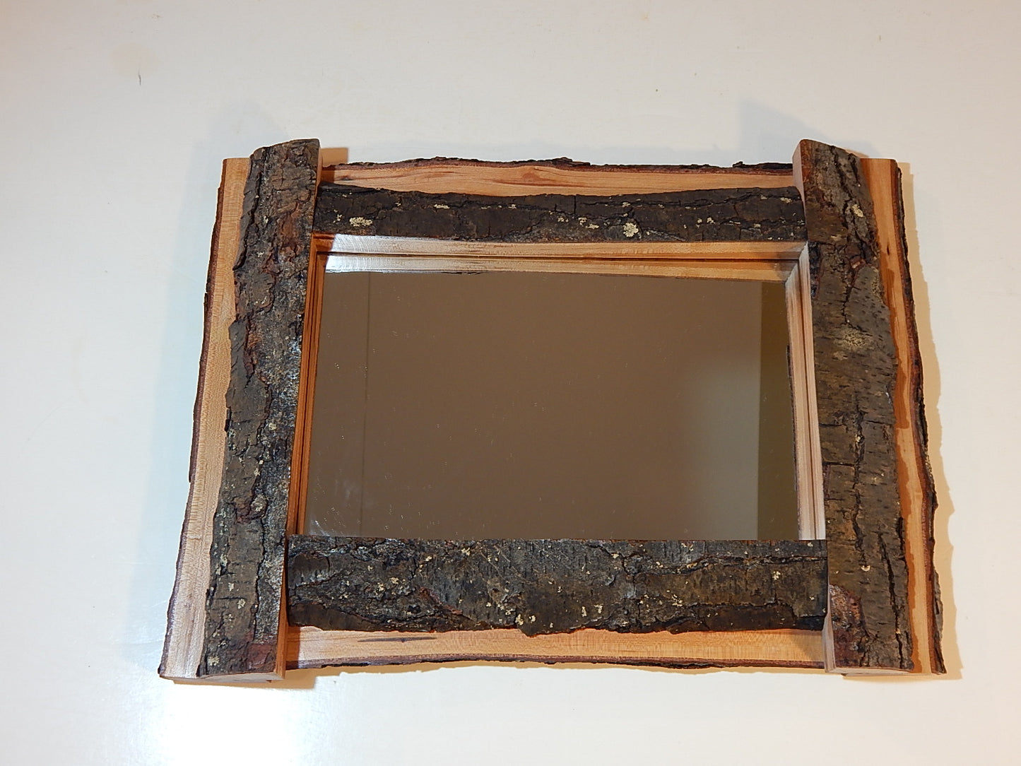 Live Edge Cherry Frame Mirror, Wood with Bark Frame, 11 3/4" x 15 3/4", Handmade, Artisan Crafted