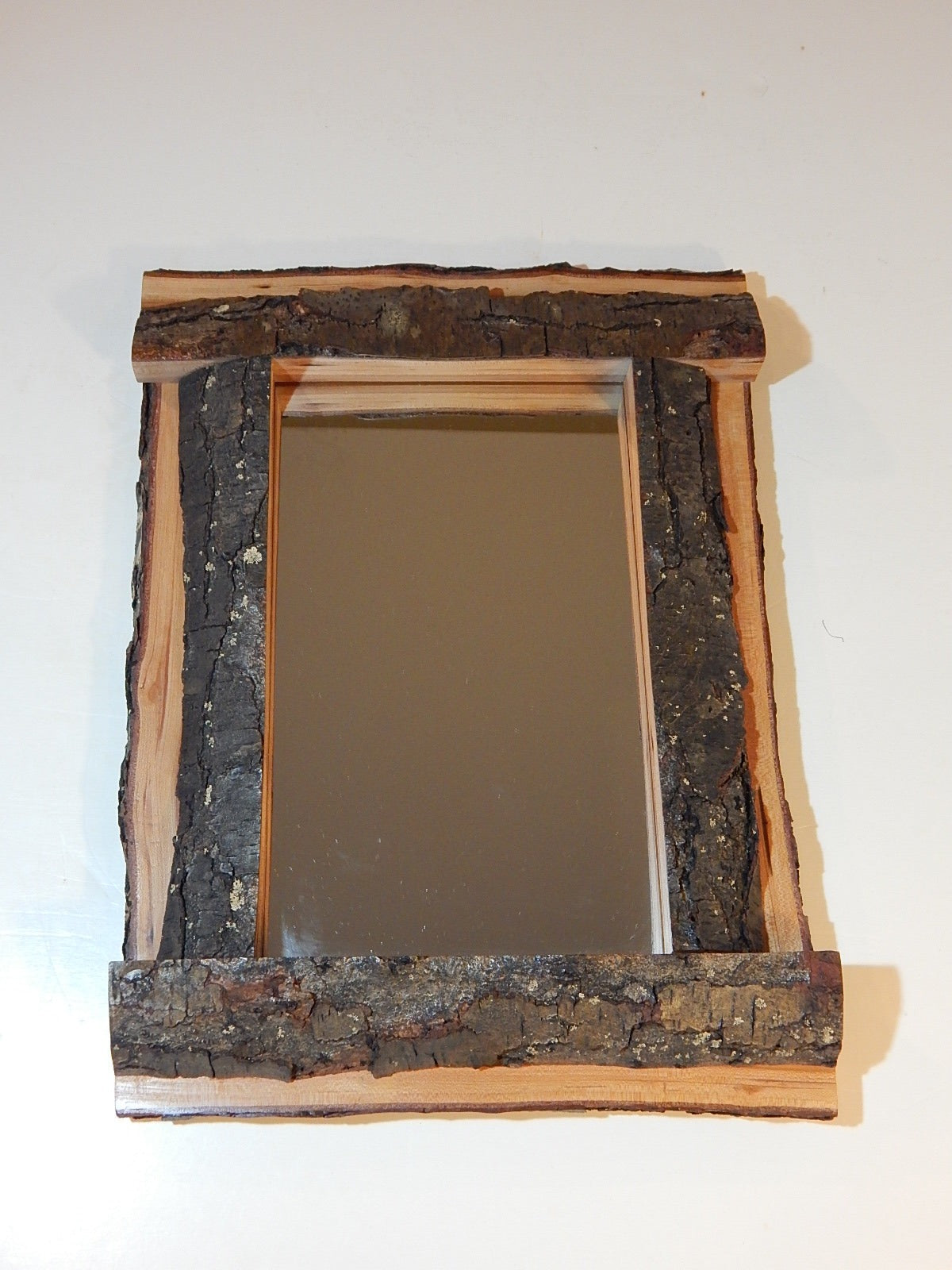 Live Edge Cherry Frame Mirror, Wood with Bark Frame, 11 3/4" x 15 3/4", Handmade, Artisan Crafted