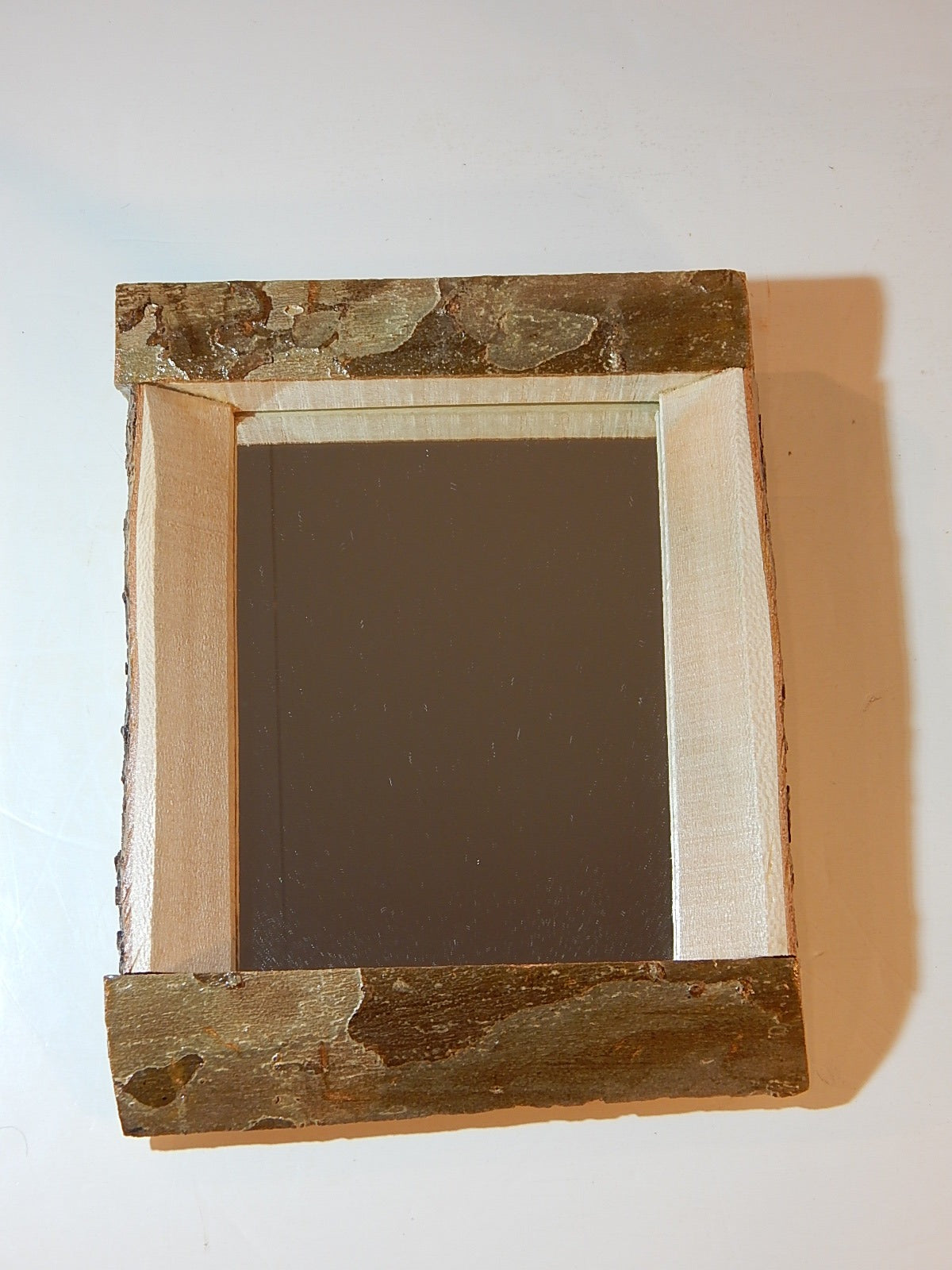 Live Edge Sycamore Frame Mirror, Wood with Bark Frame, 8 3/4" x 11", Handmade, Artisan Crafted