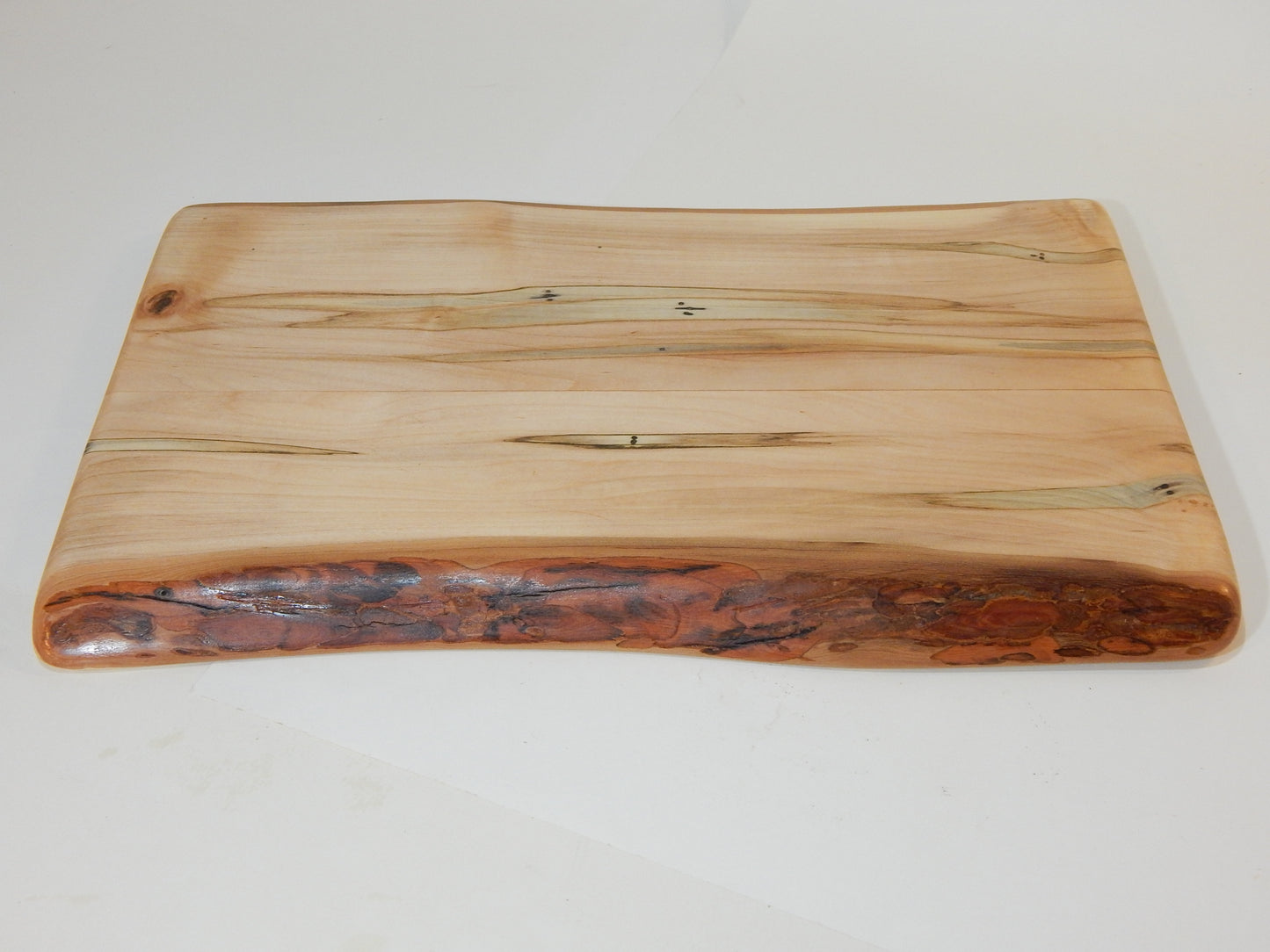 Large Ambrosia Maple Charcuterie / Cutting Board, Live Edge Bark