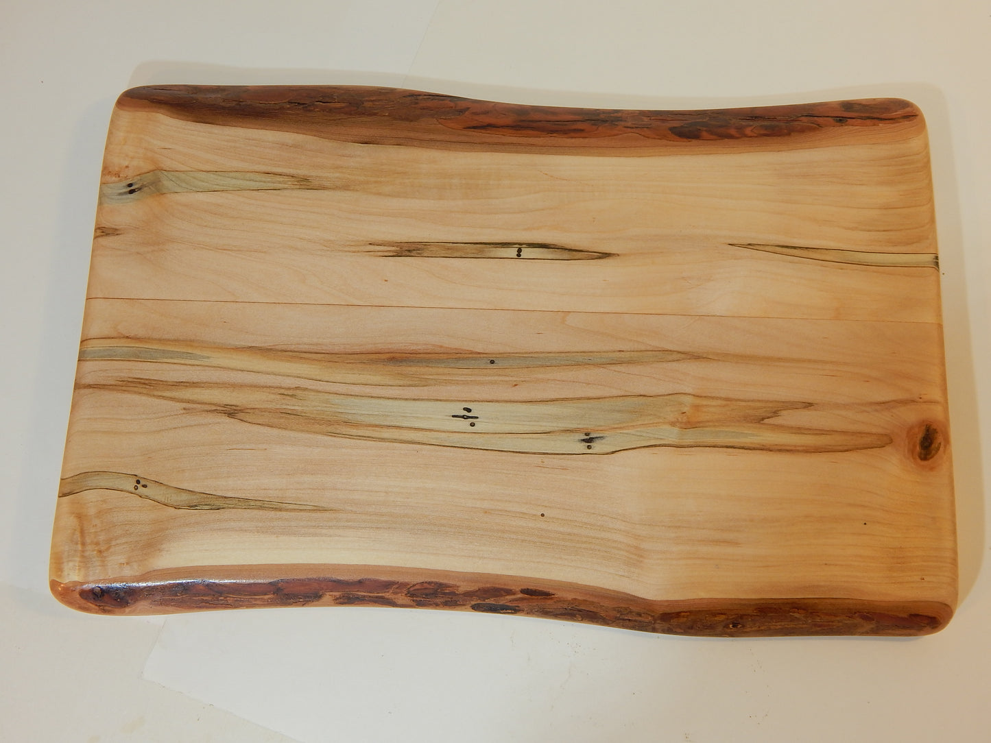 Large Ambrosia Maple Charcuterie / Cutting Board, Live Edge Bark