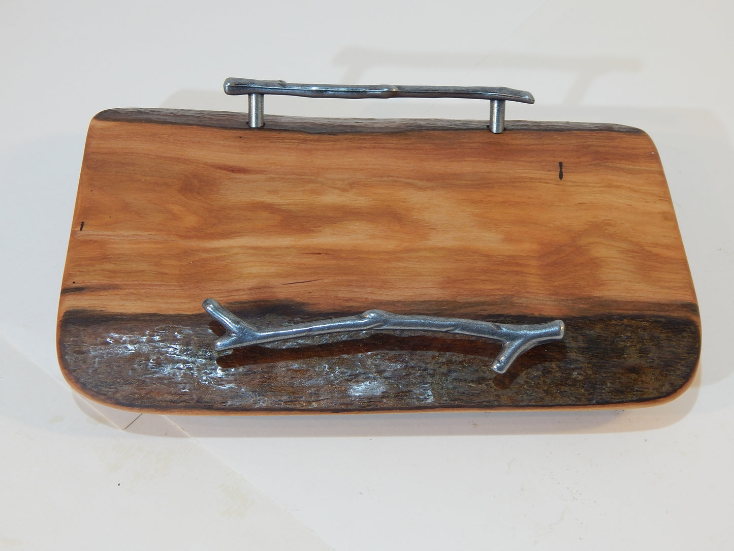 Small Cherry Live Edge Bark Charcuterie / Cutting Board with Handles