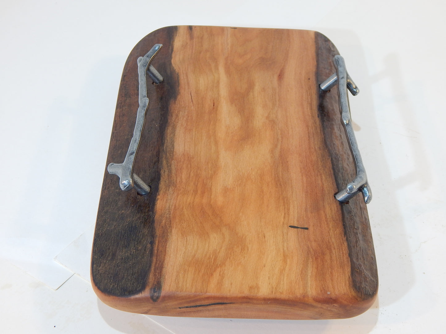 Small Cherry Live Edge Bark Charcuterie / Cutting Board with Handles