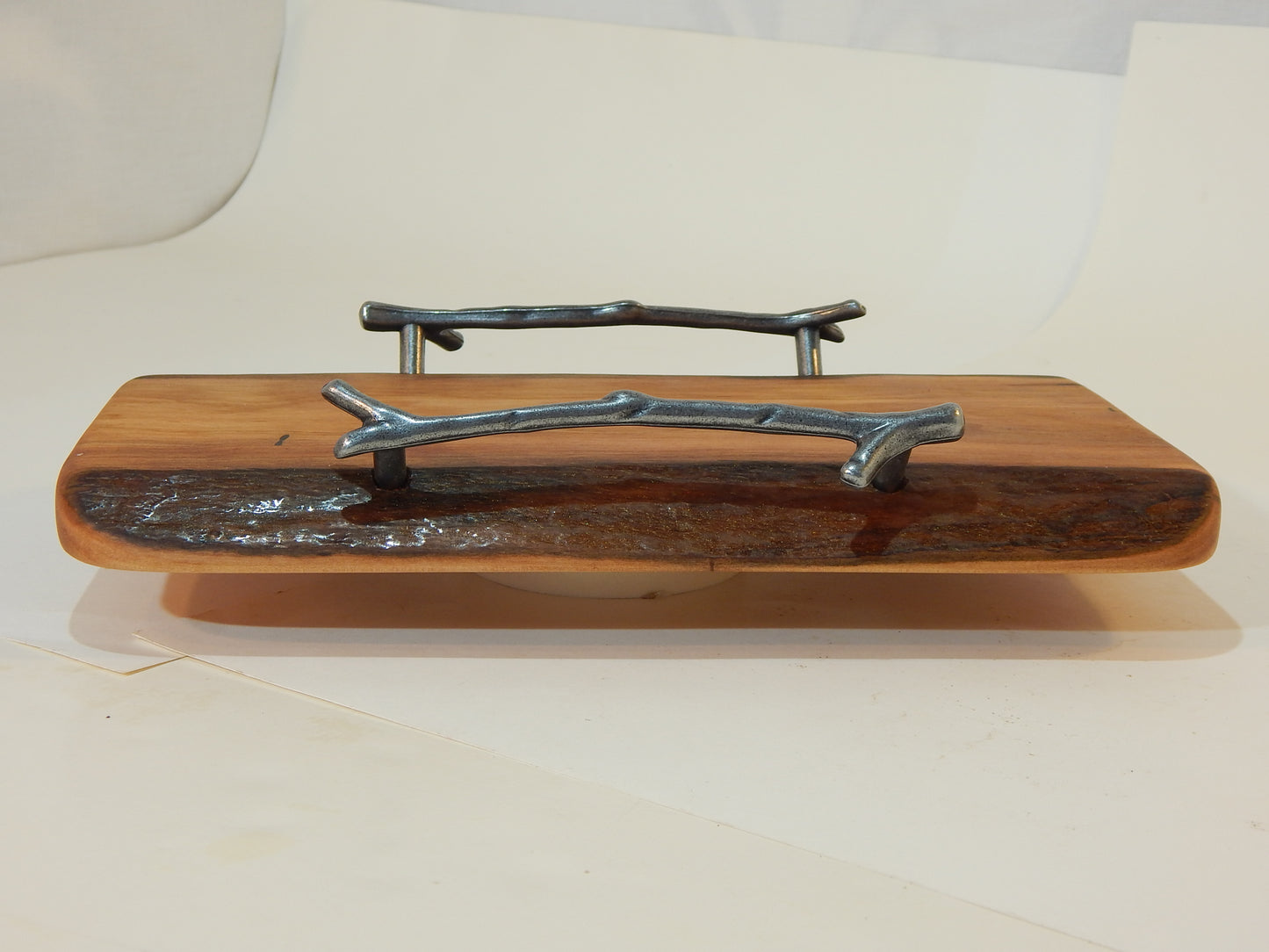 Small Cherry Live Edge Bark Charcuterie / Cutting Board with Handles