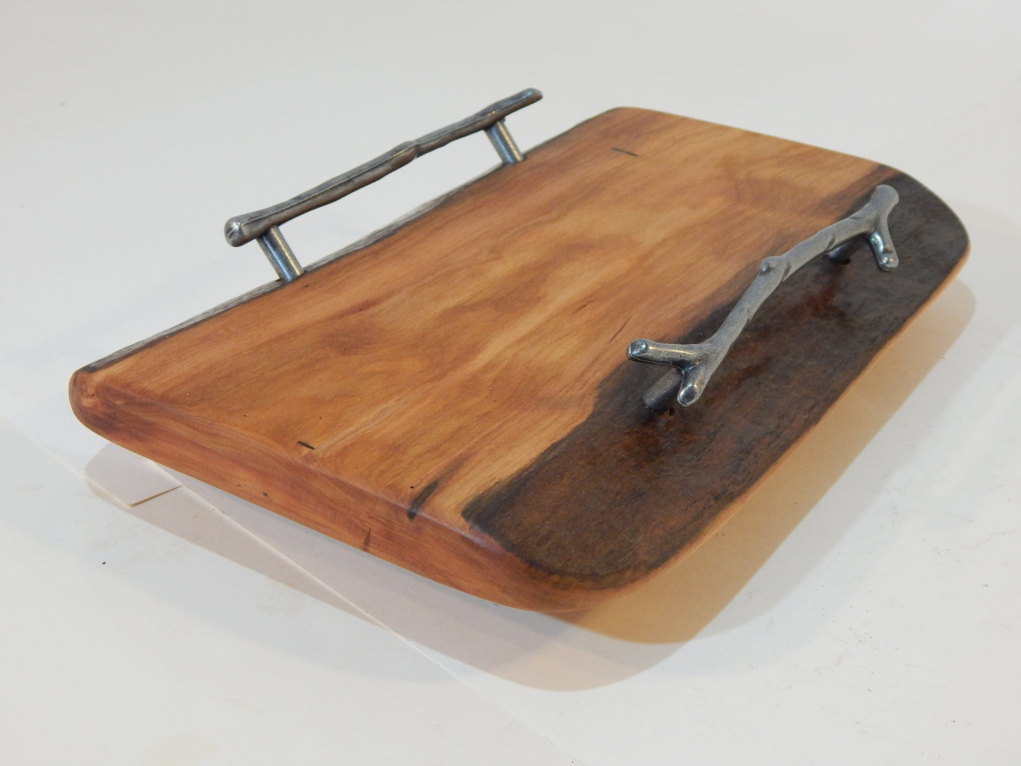 Small Cherry Live Edge Bark Charcuterie / Cutting Board with Handles