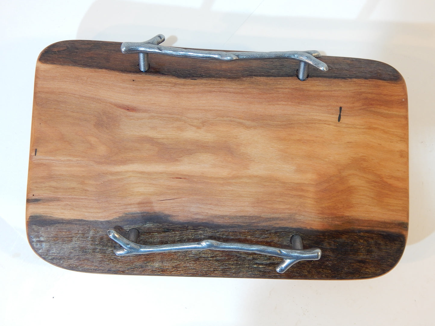 Small Cherry Live Edge Bark Charcuterie / Cutting Board with Handles