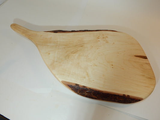 Large Ambrosia Maple Charcuterie / Cutting Board, Live Edge Bark
