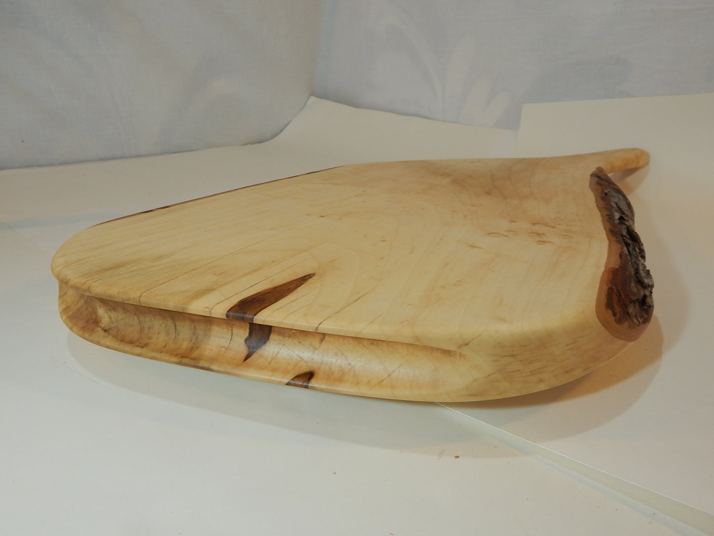 Large Ambrosia Maple Charcuterie / Cutting Board, Live Edge Bark