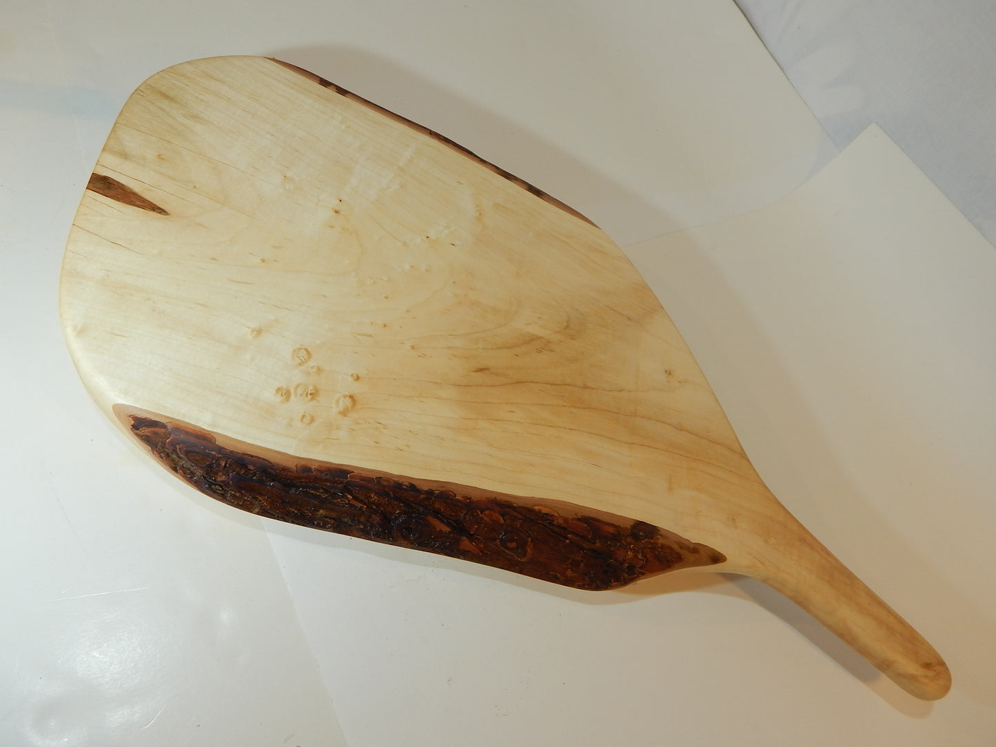 Large Ambrosia Maple Charcuterie / Cutting Board, Live Edge Bark