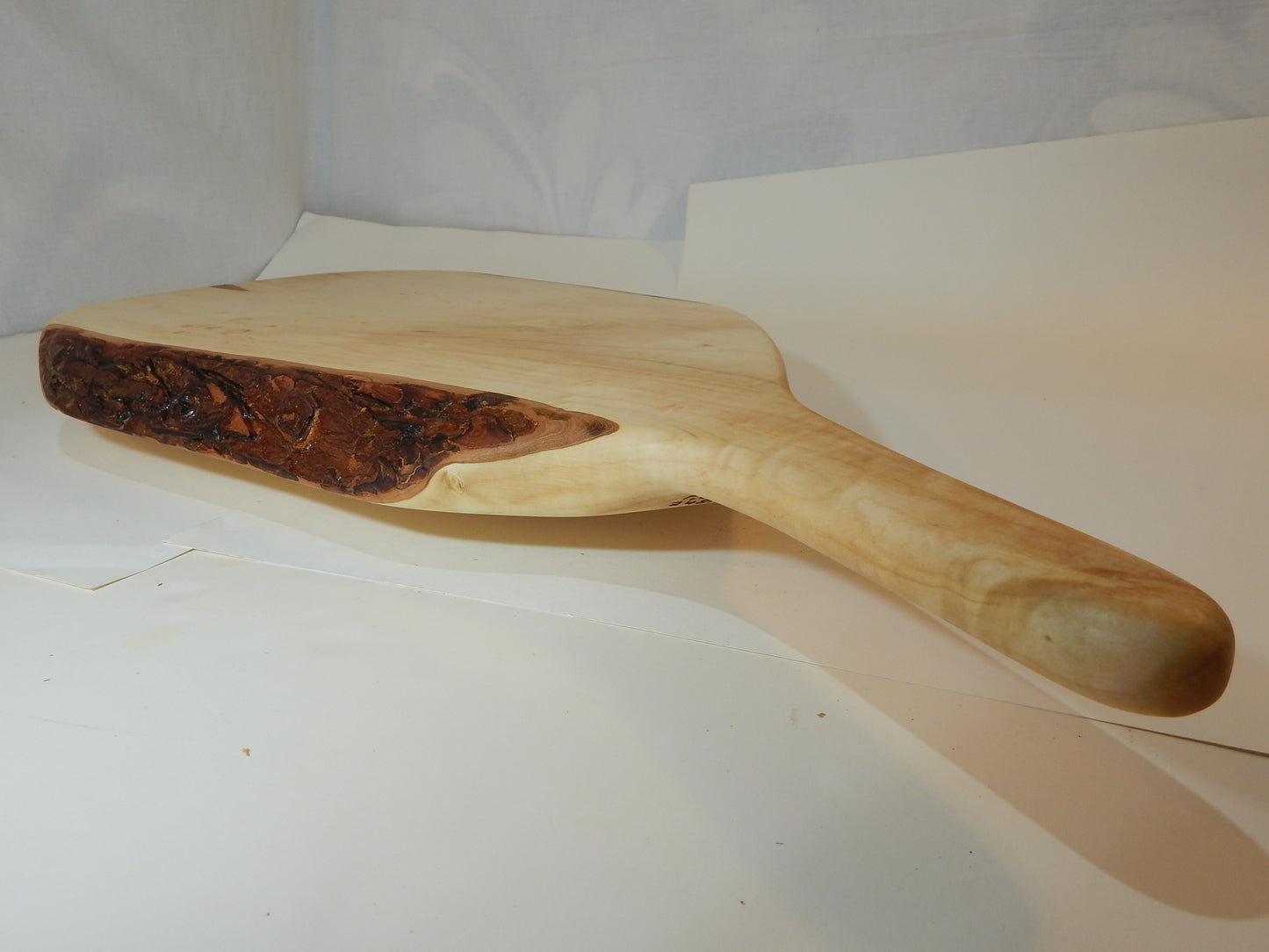 Large Ambrosia Maple Charcuterie / Cutting Board, Live Edge Bark