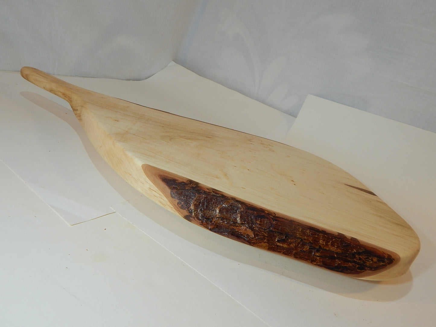 Large Ambrosia Maple Charcuterie / Cutting Board, Live Edge Bark