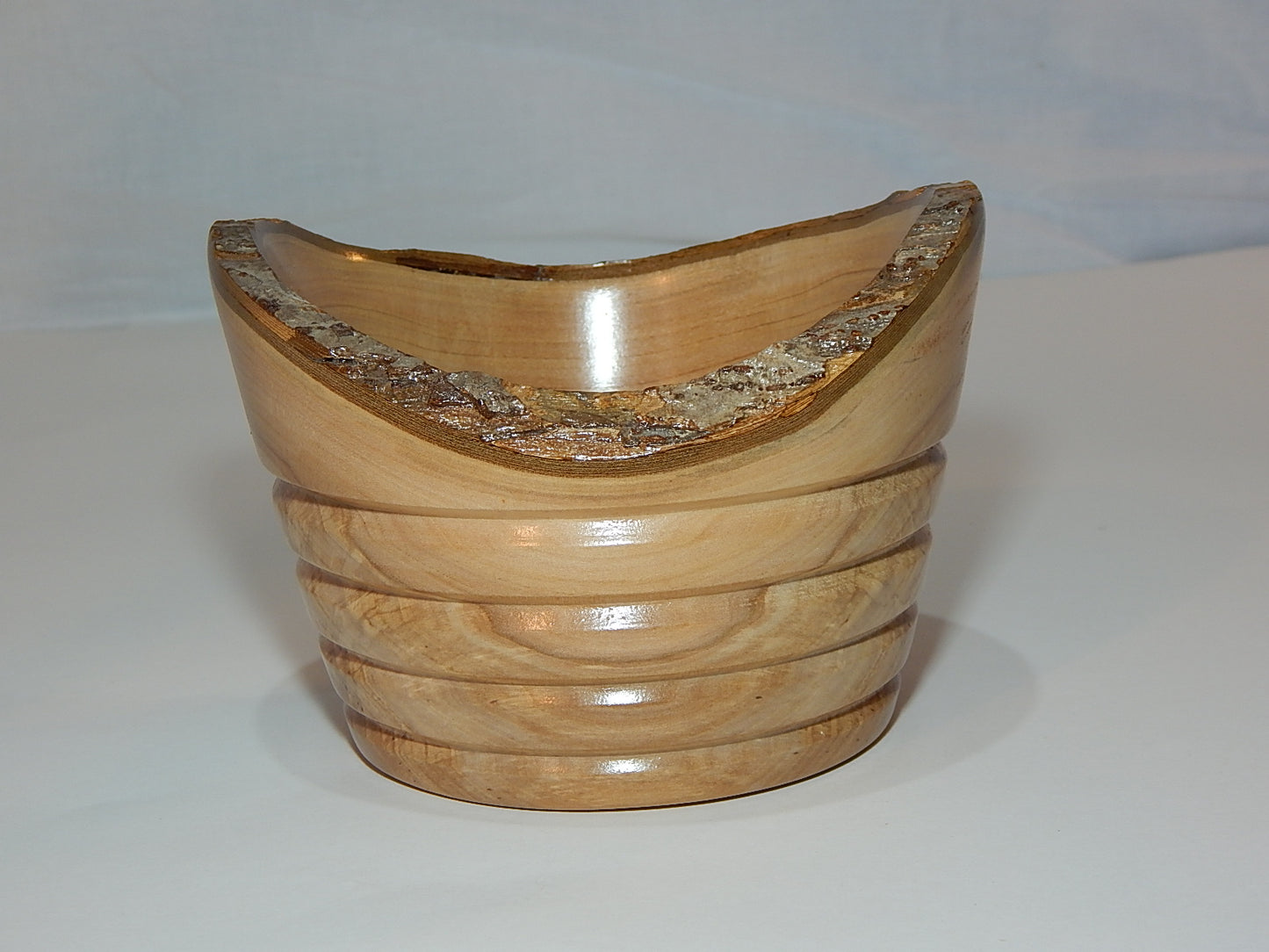 Apple Bowl, Live Bark Edge, Handmade, Lathe Turned, Artisan Crafted