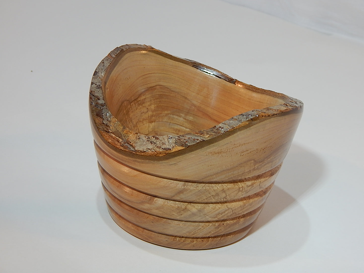 Apple Bowl, Live Bark Edge, Handmade, Lathe Turned, Artisan Crafted