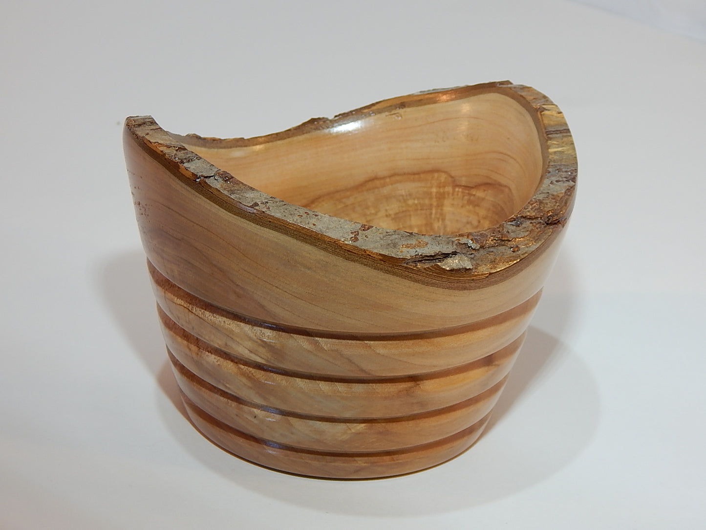 Apple Bowl, Live Bark Edge, Handmade, Lathe Turned, Artisan Crafted