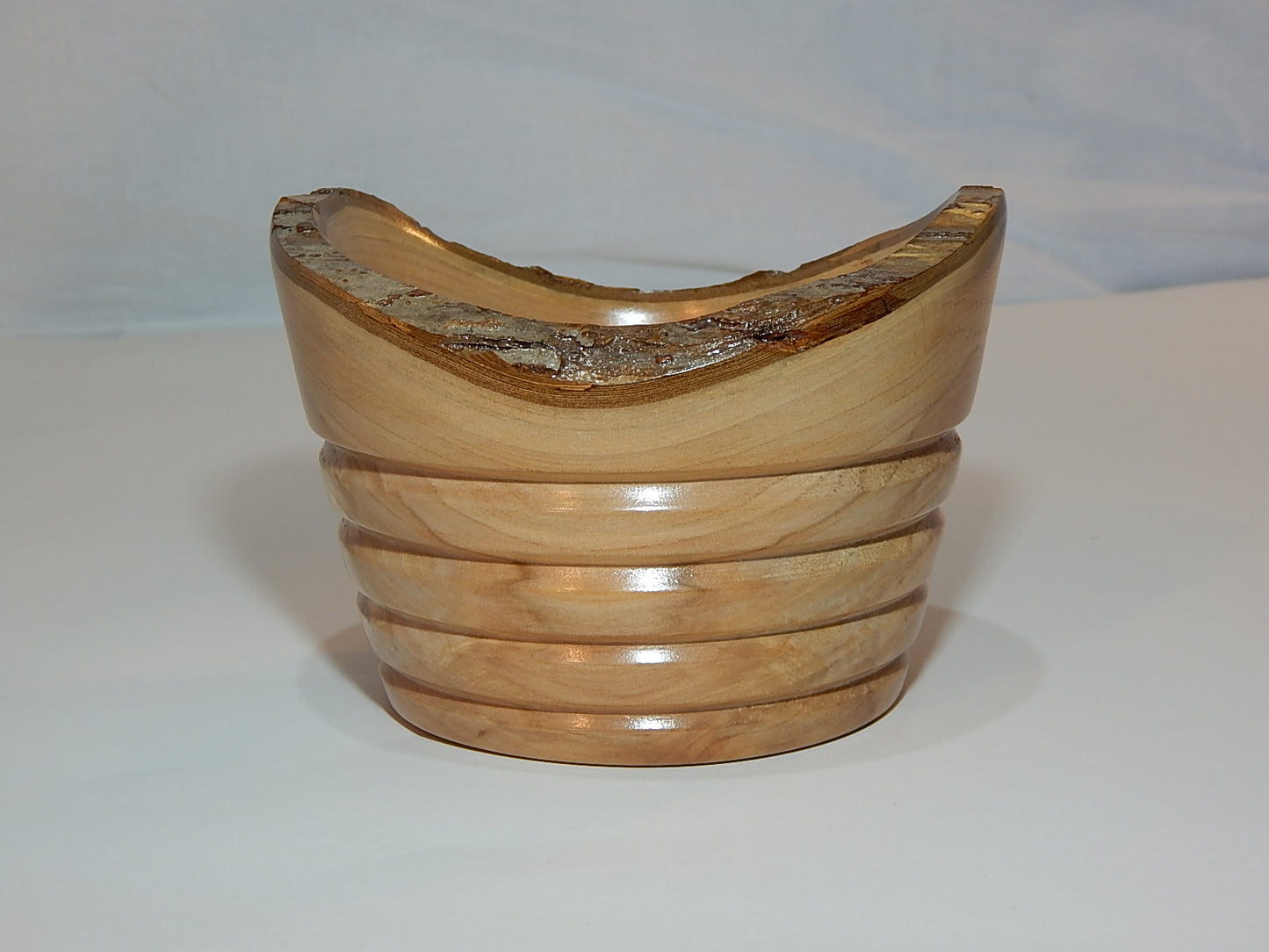 Apple Bowl, Live Bark Edge, Handmade, Lathe Turned, Artisan Crafted