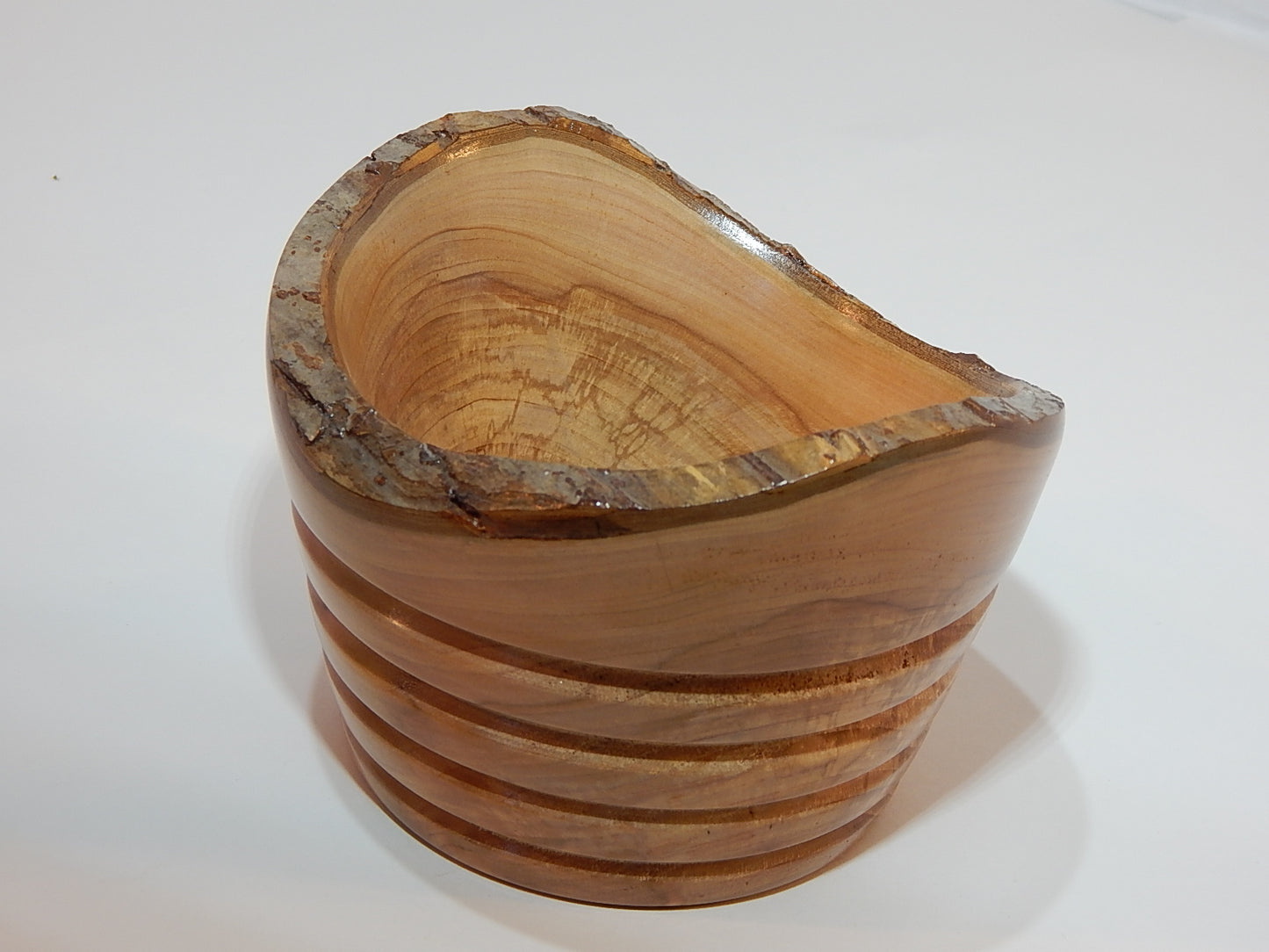 Apple Bowl, Live Bark Edge, Handmade, Lathe Turned, Artisan Crafted