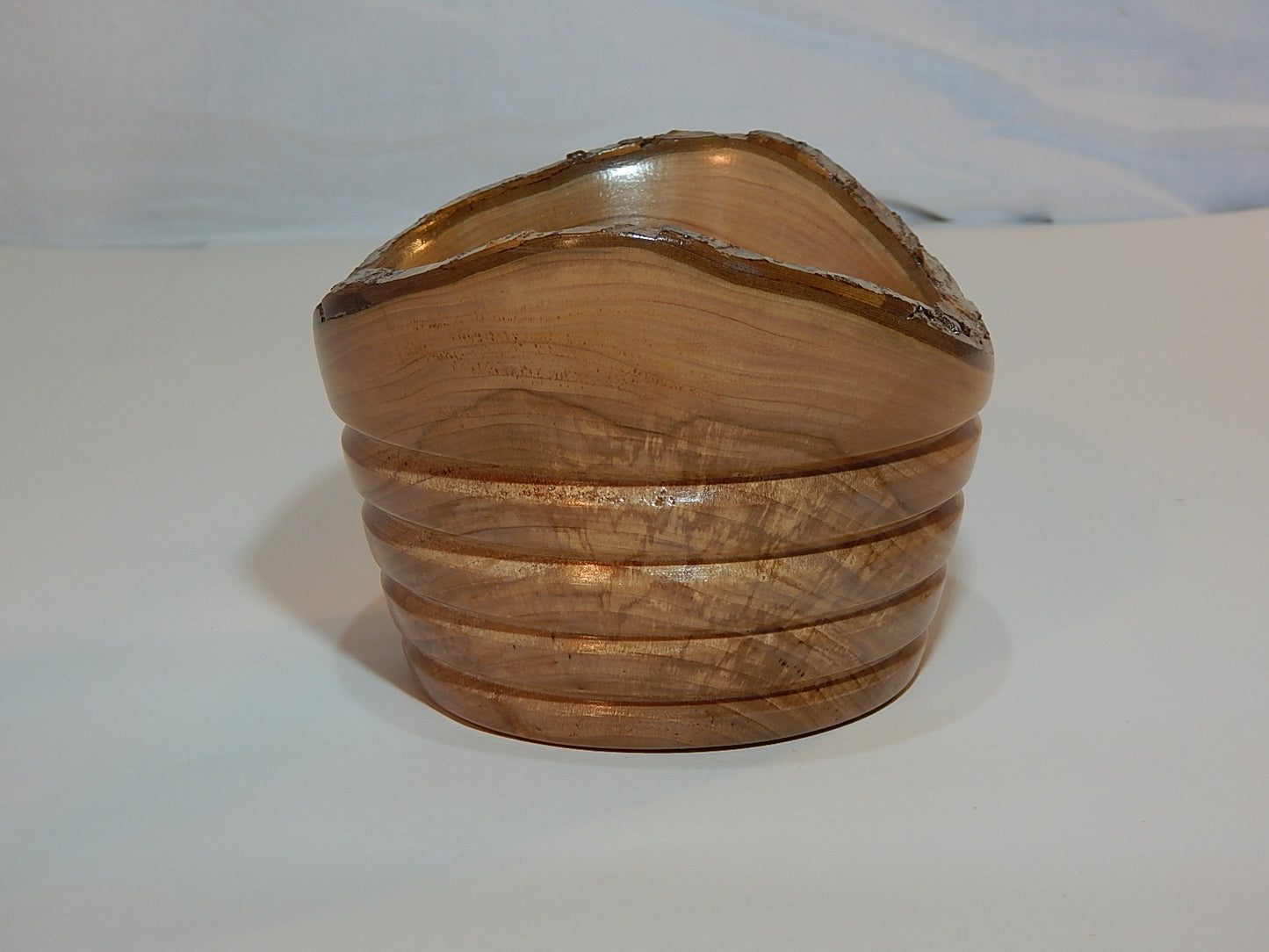 Apple Bowl, Live Bark Edge, Handmade, Lathe Turned, Artisan Crafted