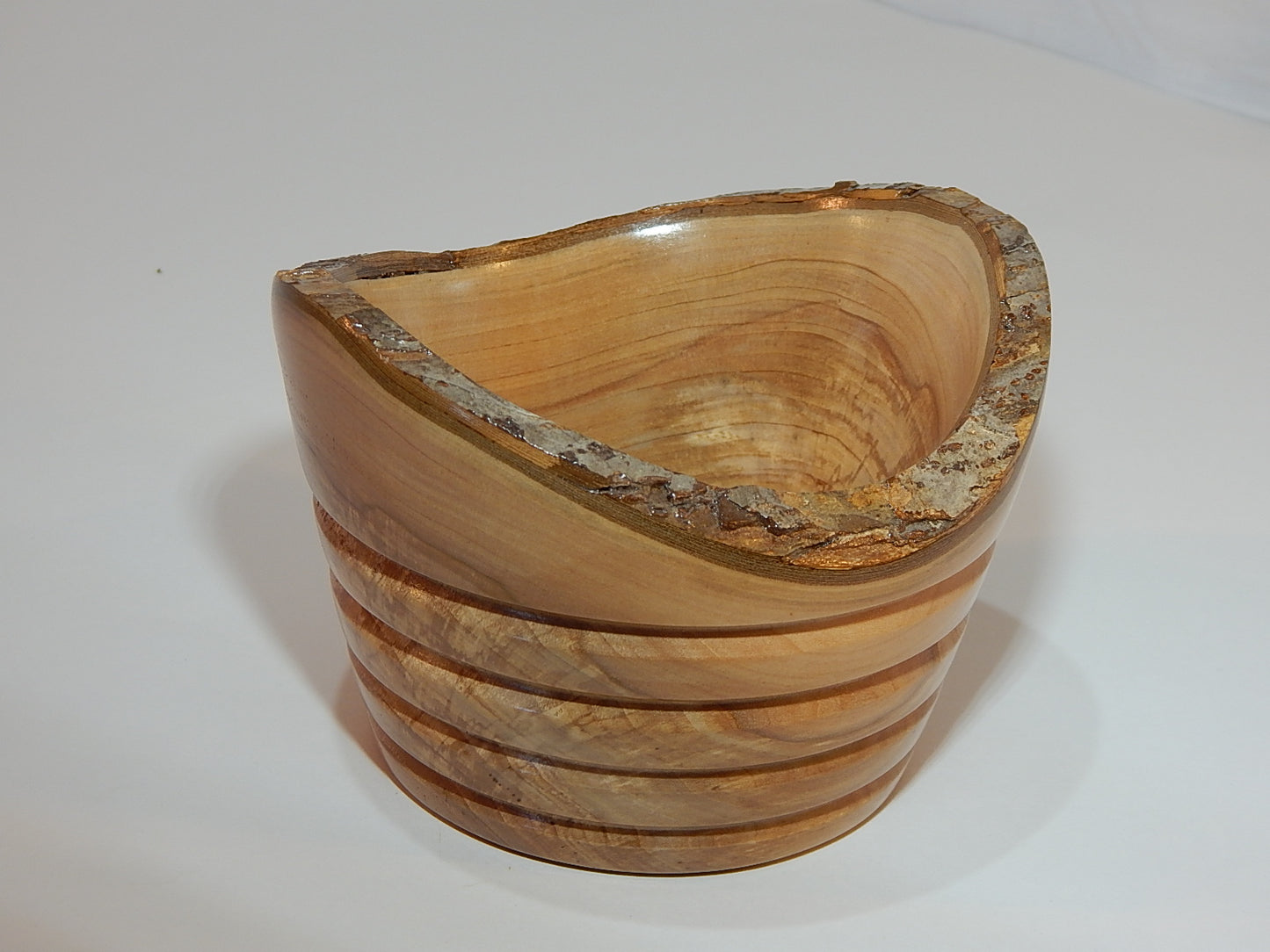 Apple Bowl, Live Bark Edge, Handmade, Lathe Turned, Artisan Crafted