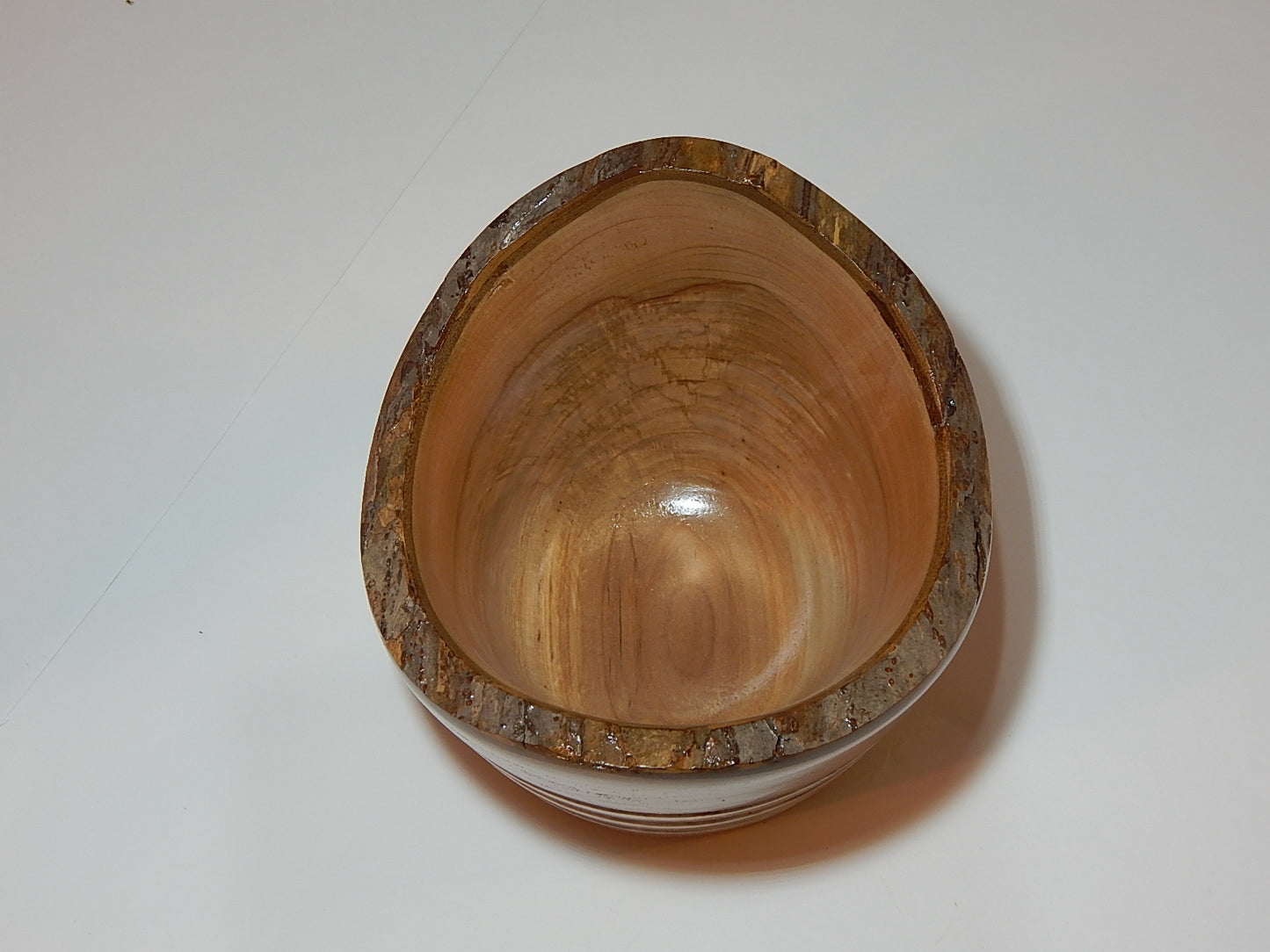 Apple Bowl, Live Bark Edge, Handmade, Lathe Turned, Artisan Crafted