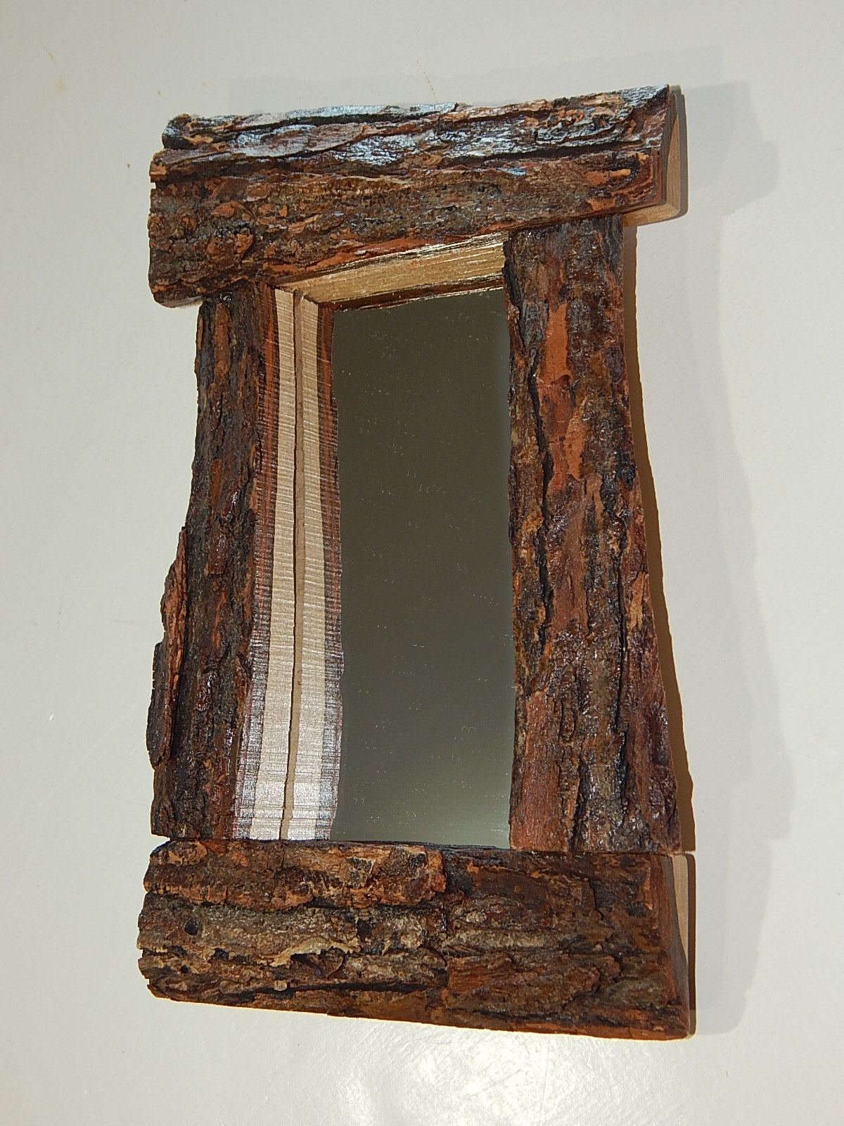 Live Edge Wild Cherry Frame Mirror, Wood with Bark Frame, 7" x 10 1/2", Handmade, Artisan Crafted