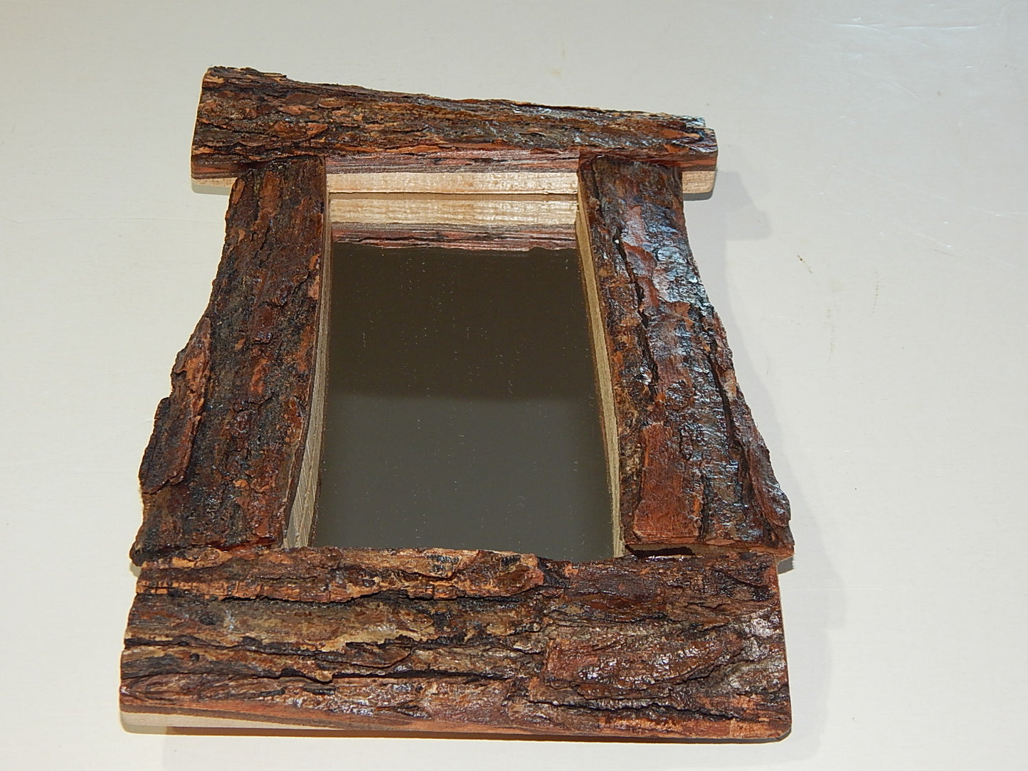 Live Edge Wild Cherry Frame Mirror, Wood with Bark Frame, 7" x 10 1/2", Handmade, Artisan Crafted