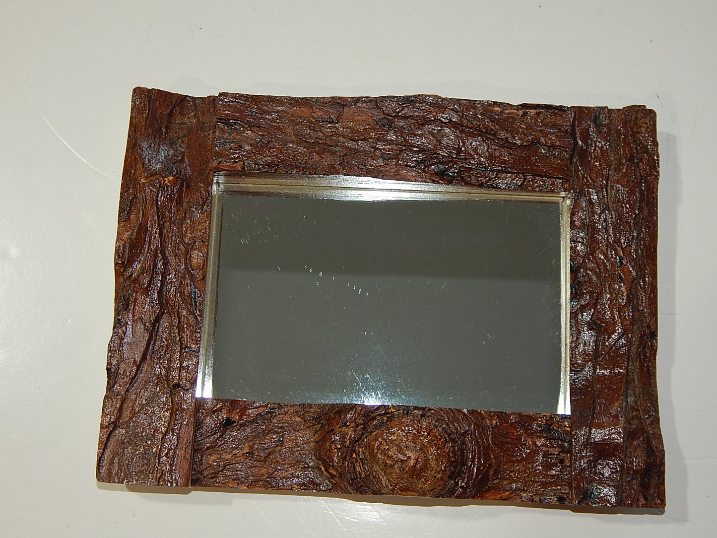 Live Edge Maple Frame Mirror, Wood with Bark Frame, 12 1/2" x 9 1/4", Handmade, Artisan Crafted