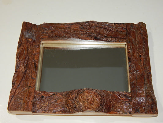 Live Edge Maple Frame Mirror, Wood with Bark Frame, 12 1/2" x 9 1/4", Handmade, Artisan Crafted