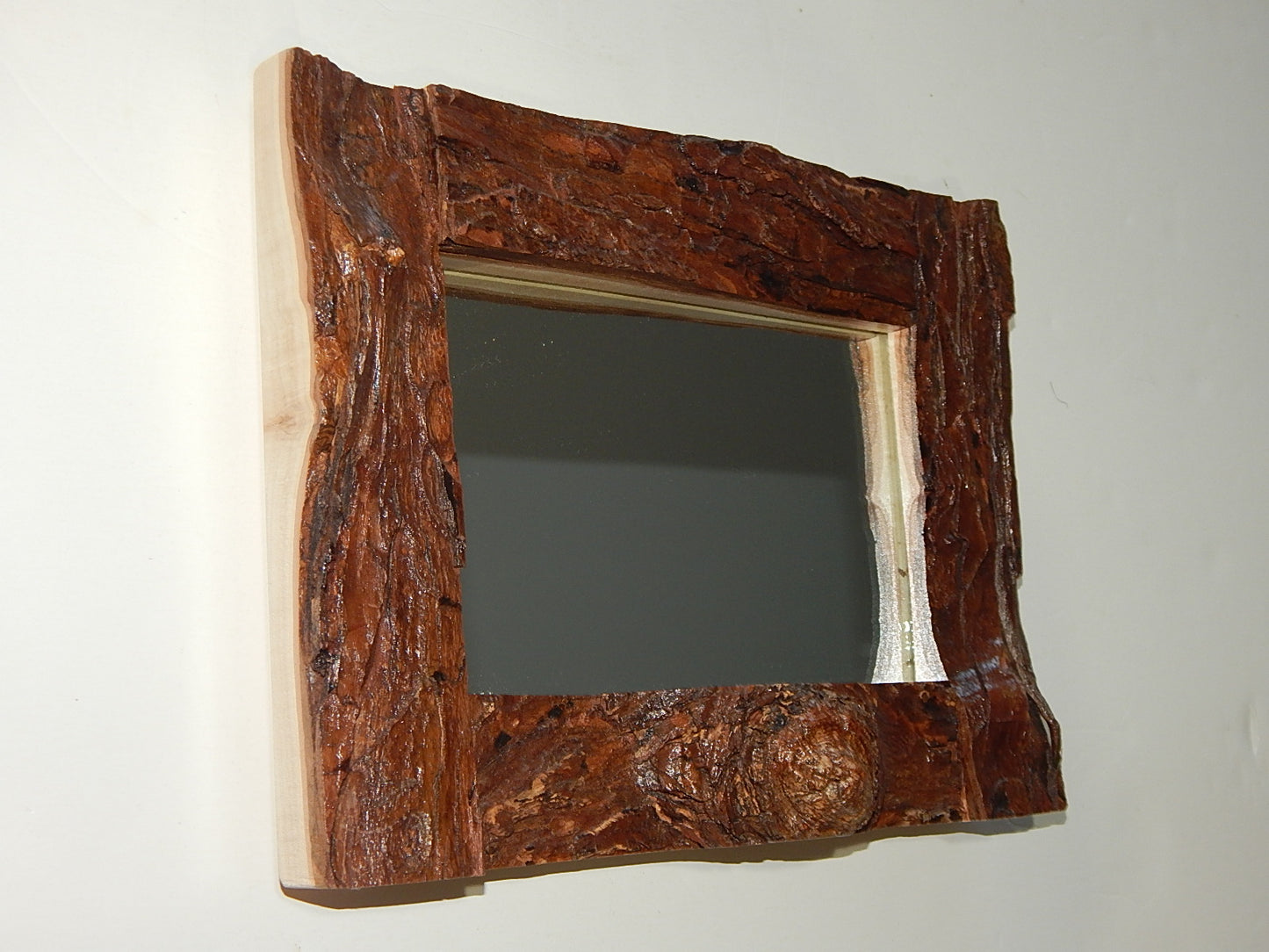 Live Edge Maple Frame Mirror, Wood with Bark Frame, 12 1/2" x 9 1/4", Handmade, Artisan Crafted