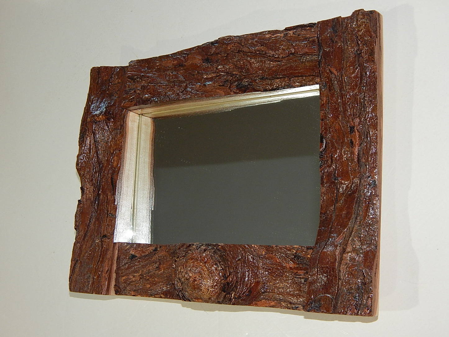 Live Edge Maple Frame Mirror, Wood with Bark Frame, 12 1/2" x 9 1/4", Handmade, Artisan Crafted