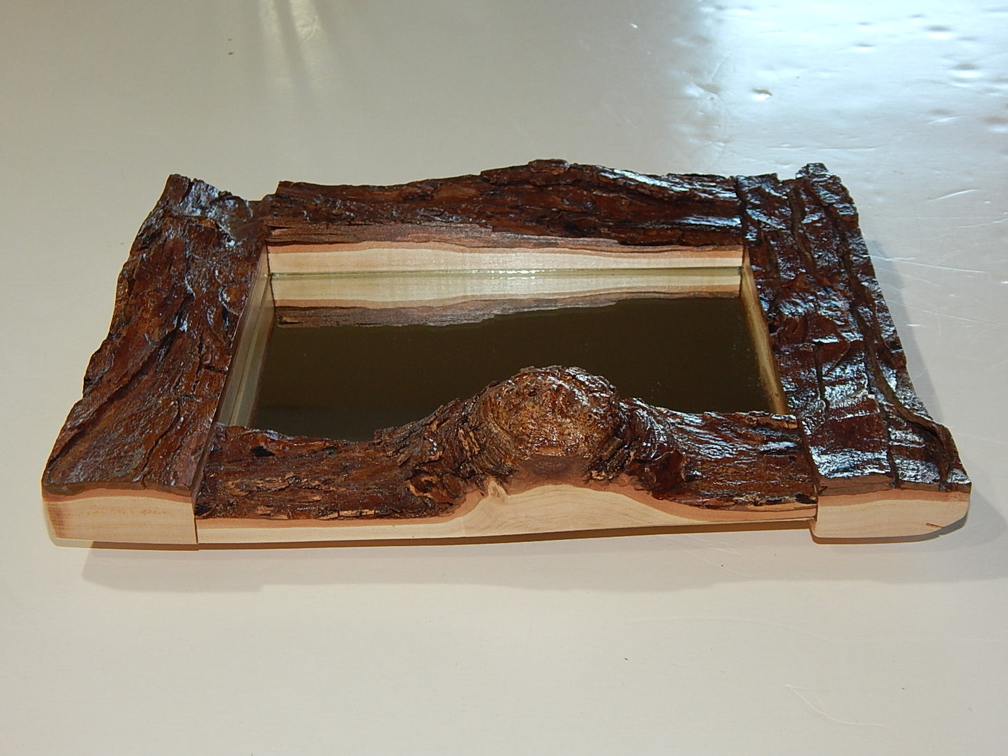 Live Edge Maple Frame Mirror, Wood with Bark Frame, 12 1/2" x 9 1/4", Handmade, Artisan Crafted