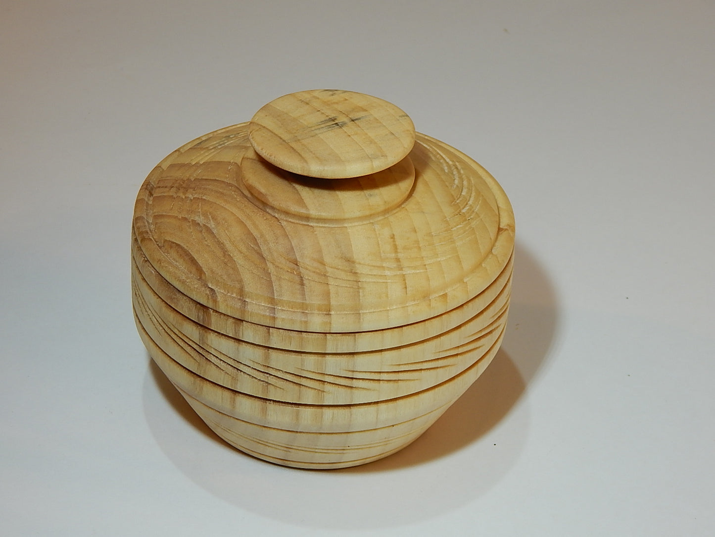 Tulip Poplar Wood Bowl with Lid, Handmade, Artisan Crafted