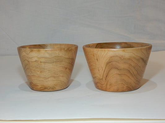 WILD CHERRY WOOD 2 BOWLS HANDMADE SET ARTISAN CRAFTED