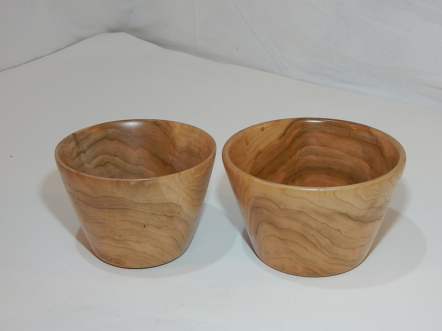 WILD CHERRY WOOD 2 BOWLS HANDMADE SET ARTISAN CRAFTED