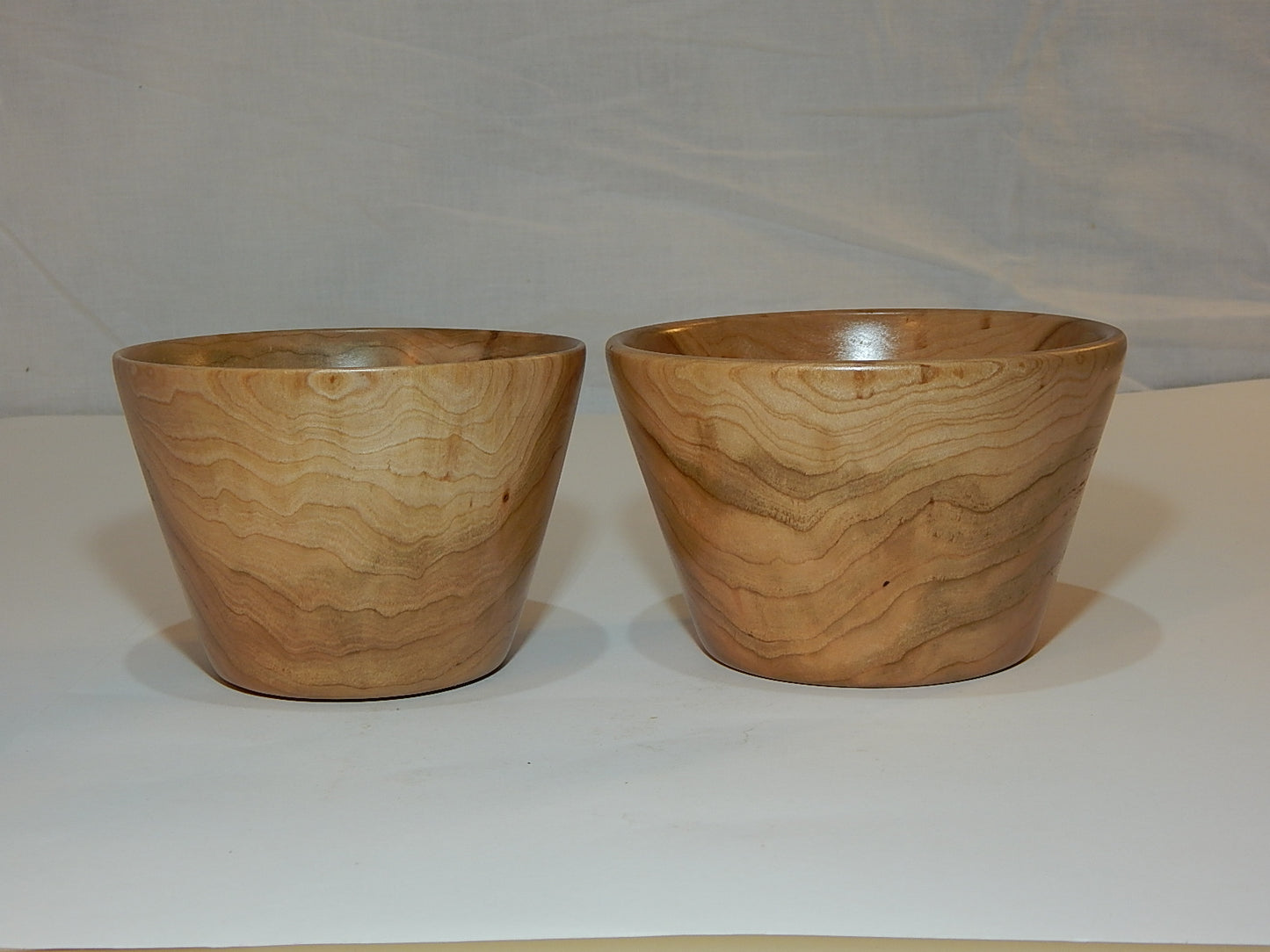 WILD CHERRY WOOD 2 BOWLS HANDMADE SET ARTISAN CRAFTED