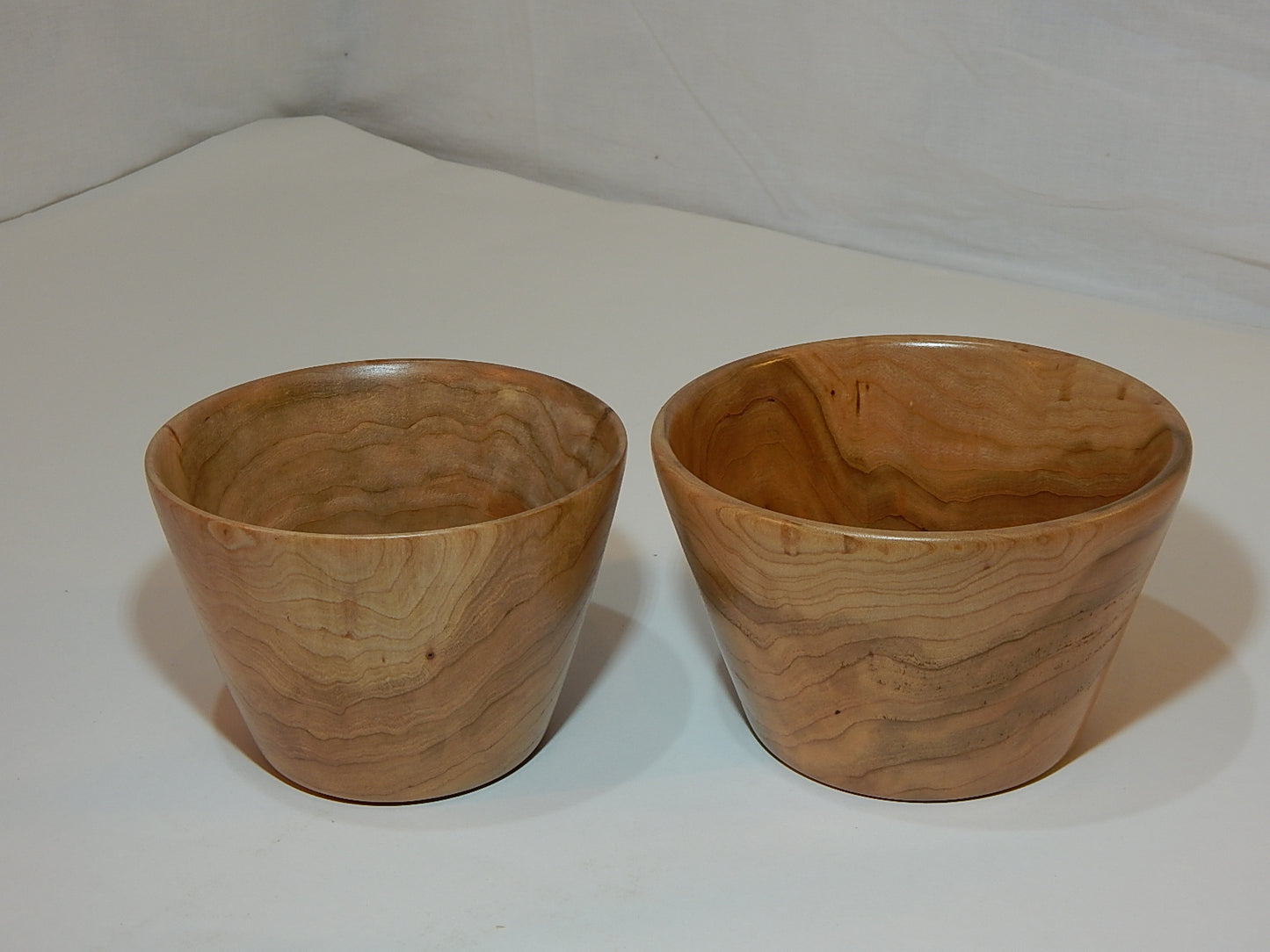 WILD CHERRY WOOD 2 BOWLS HANDMADE SET ARTISAN CRAFTED