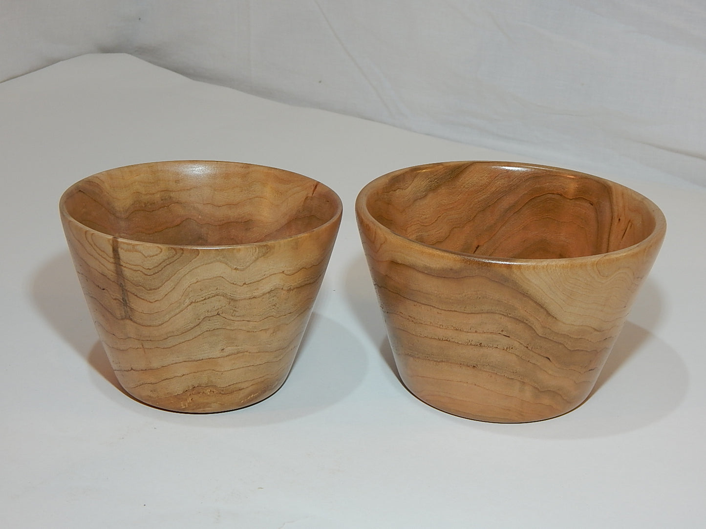 WILD CHERRY WOOD 2 BOWLS HANDMADE SET ARTISAN CRAFTED