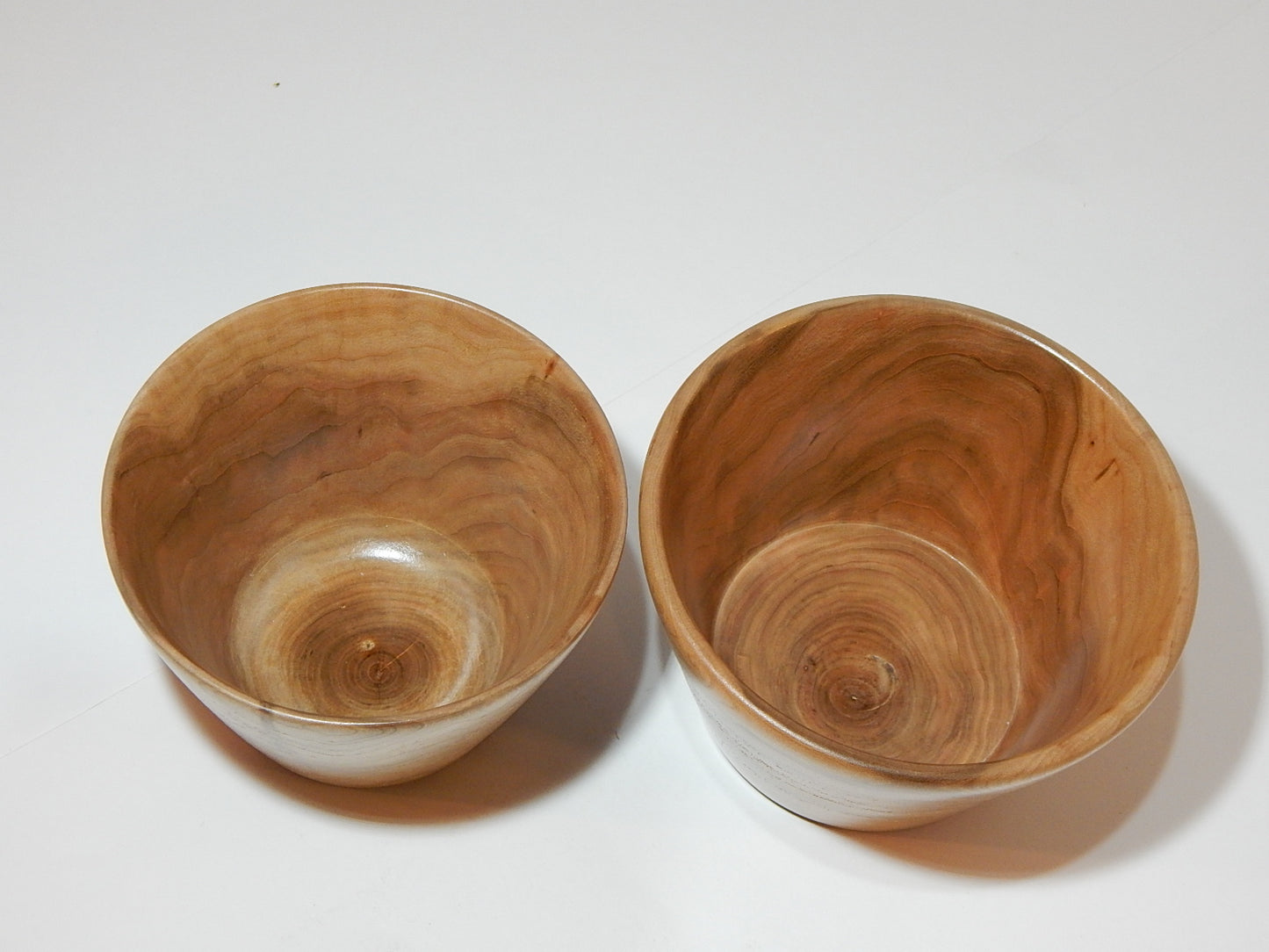 WILD CHERRY WOOD 2 BOWLS HANDMADE SET ARTISAN CRAFTED