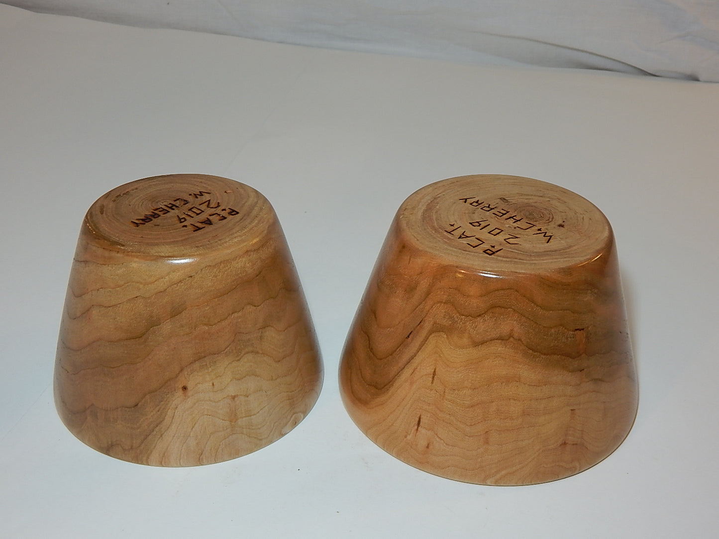 WILD CHERRY WOOD 2 BOWLS HANDMADE SET ARTISAN CRAFTED