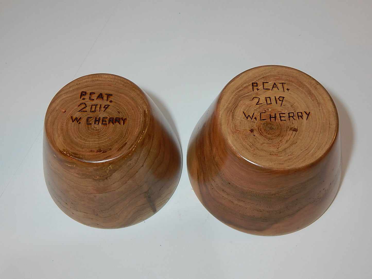 WILD CHERRY WOOD 2 BOWLS HANDMADE SET ARTISAN CRAFTED