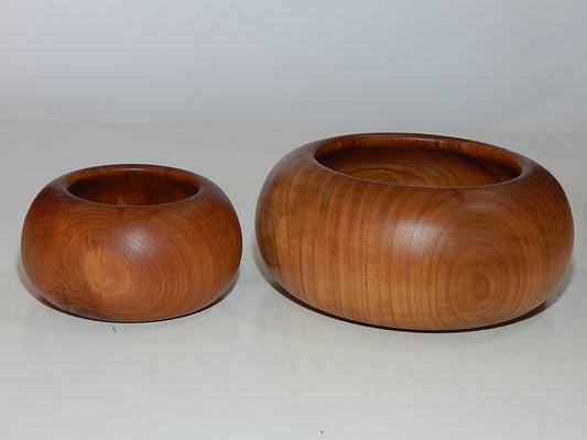 WILD CHERRY WOOD 2 BOWLS HANDMADE SET ARTISAN CRAFTED