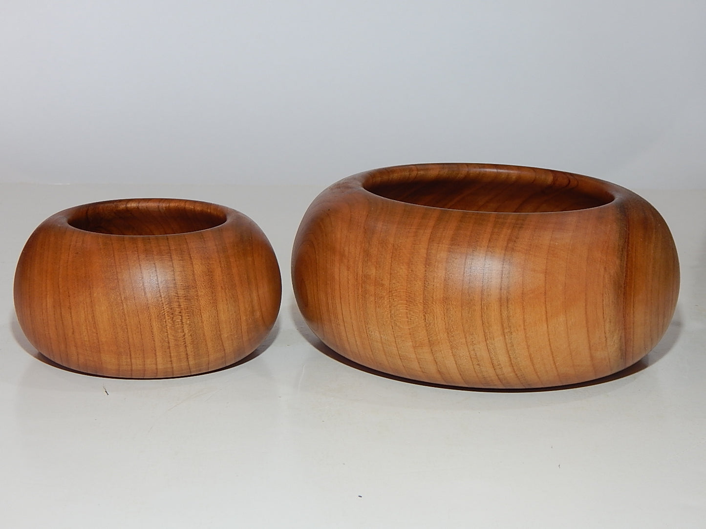 WILD CHERRY WOOD 2 BOWLS HANDMADE SET ARTISAN CRAFTED