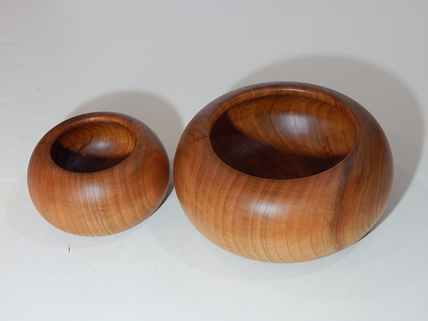 WILD CHERRY WOOD 2 BOWLS HANDMADE SET ARTISAN CRAFTED