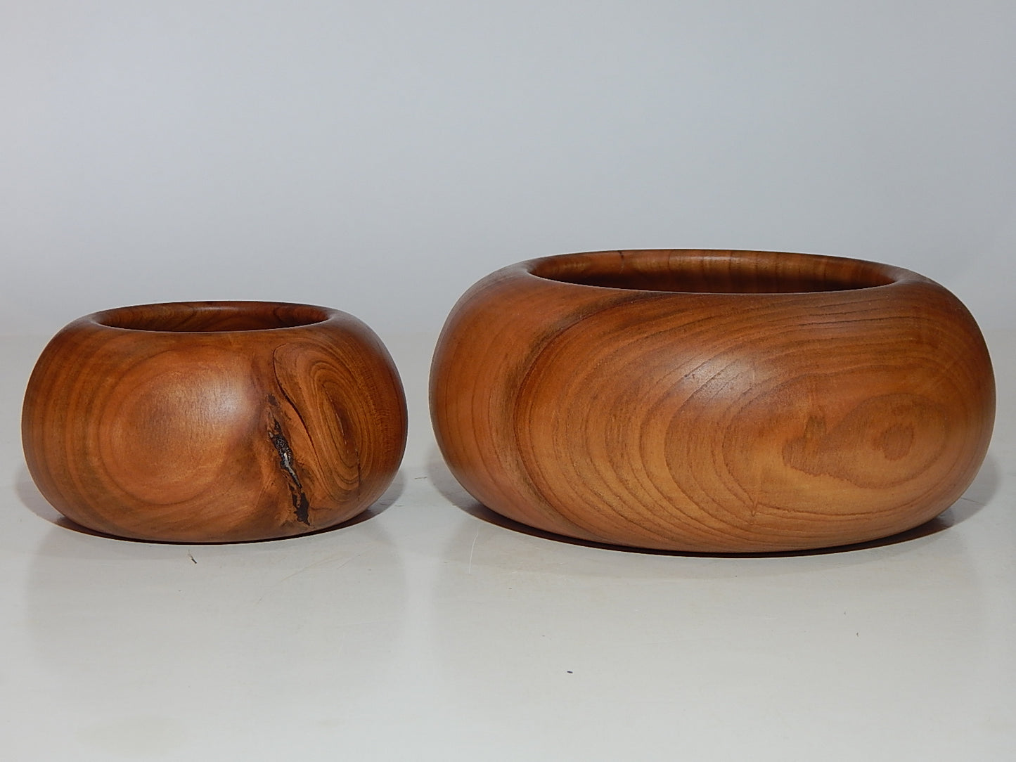 WILD CHERRY WOOD 2 BOWLS HANDMADE SET ARTISAN CRAFTED