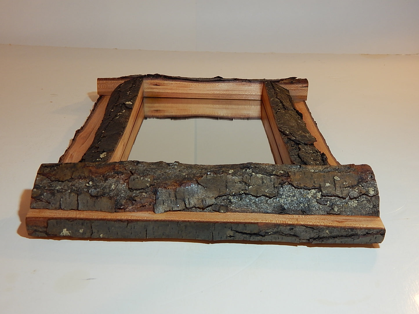 Live Edge Cherry Frame Mirror, Wood with Bark Frame, 11 3/4" x 15 3/4", Handmade, Artisan Crafted