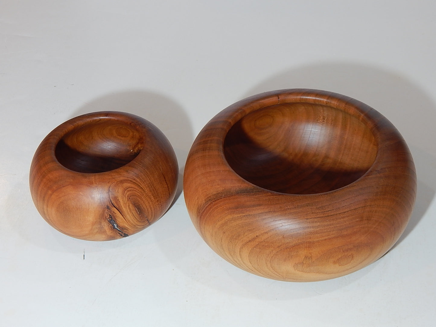 WILD CHERRY WOOD 2 BOWLS HANDMADE SET ARTISAN CRAFTED