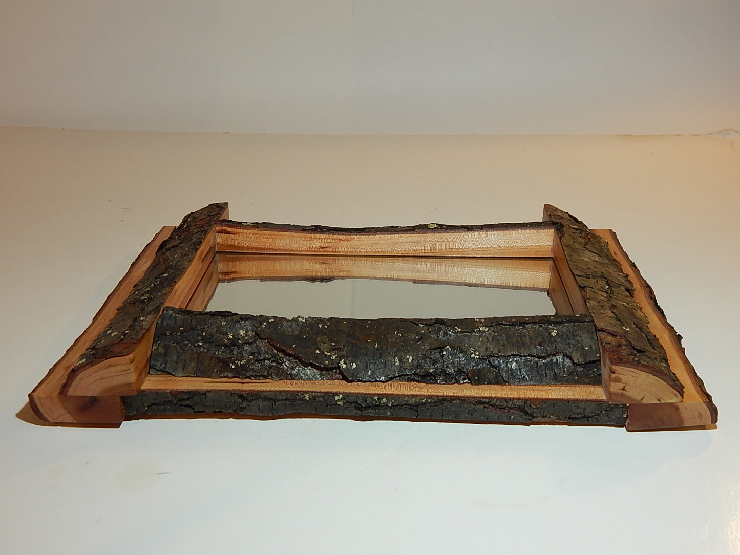 Live Edge Cherry Frame Mirror, Wood with Bark Frame, 11 3/4" x 15 3/4", Handmade, Artisan Crafted