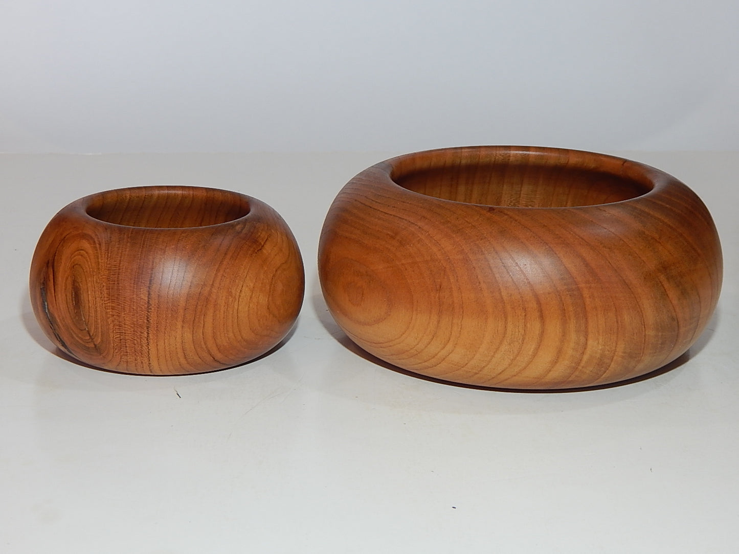 WILD CHERRY WOOD 2 BOWLS HANDMADE SET ARTISAN CRAFTED