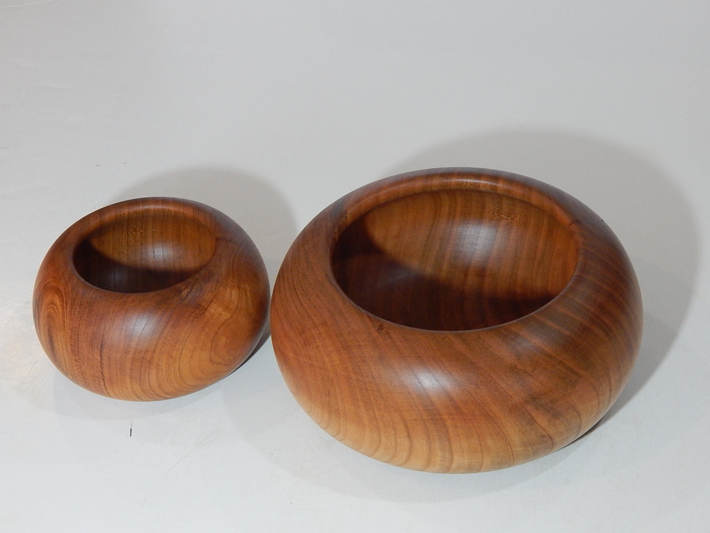 WILD CHERRY WOOD 2 BOWLS HANDMADE SET ARTISAN CRAFTED